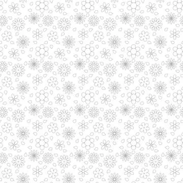 Coloring book - seamless flower pattern Stock Illustration