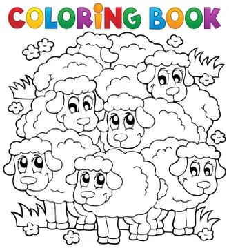 Coloring book sheep theme - illustration. Stock-Illustration