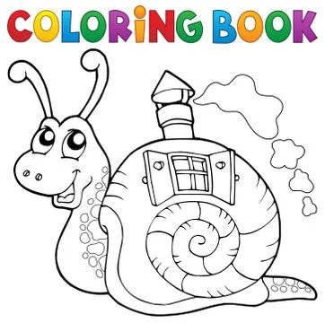 Coloring book snail with shell house - eps10 vector illustration. 스톡 일러스트