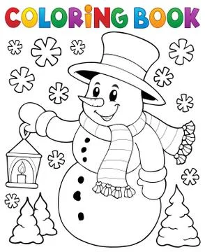 Coloring book snowman topic Stock-Illustration