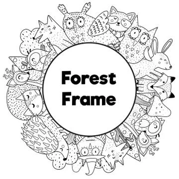 Coloring book style frame with place for your text Stock Illustration
