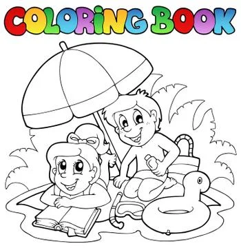 Coloring book with summer theme  Stock Illustration