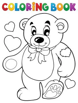 Coloring book teddy bear theme Stock Illustration