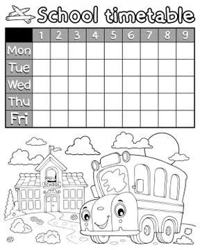 Coloring book timetable topic Ilustración de archivo