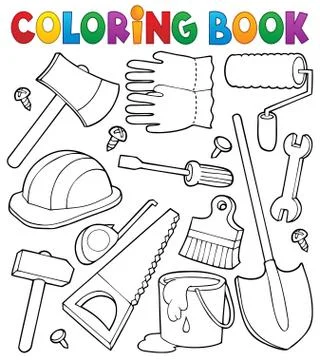 Coloring book tools theme - illustration. Stock Illustration