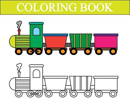 Coloring book. Train cartoon. Vector illustration. Stock Illustration