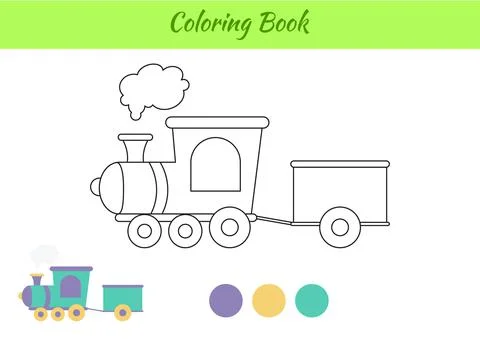 Coloring book train for children. Educational activity page for preschool yea Stock Illustration