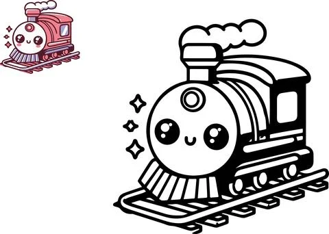 Coloring book train theme, vector illustration. Stock Illustration