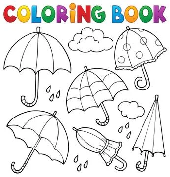 Coloring book umbrella theme set Stock Illustration
