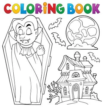 Coloring book vampire theme Stock Illustration