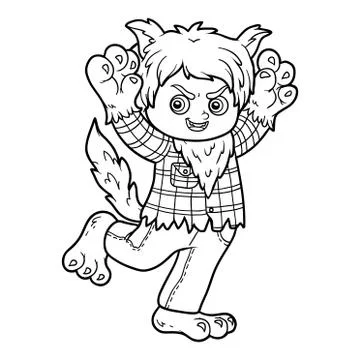 Coloring book, Werewolf Stock Illustration