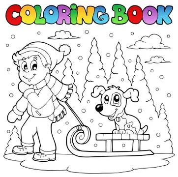 Coloring book winter theme  Stock Illustration