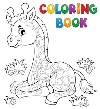 Coloring book young giraffe theme - eps10 vector illustration. Stock Illustration