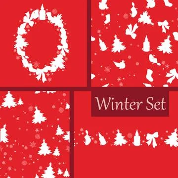 Coloring Christmas Set Stock Illustration