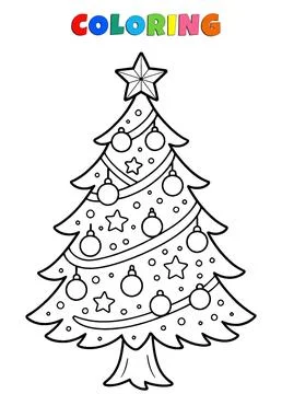 Coloring a Christmas tree Stock Illustration