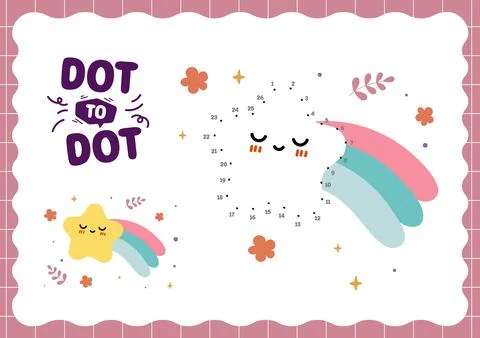 Coloring connect the dot to dots printable worksheet for childrens education Stock Illustration