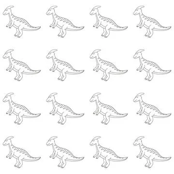 Coloring cute dinosaurs seamless pattern Stock Illustration