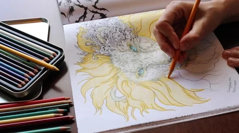 Coloring a drawing Stock Footage 64935996