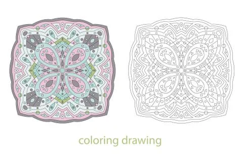 Coloring drawing mandala template vector Stock Illustration