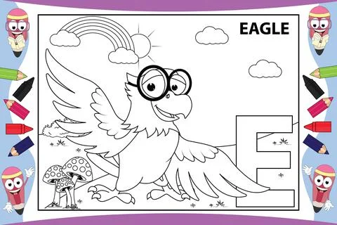 Coloring eagle bird for kids Stock Illustration