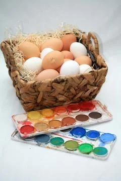 Coloring easter eggs Foto stock