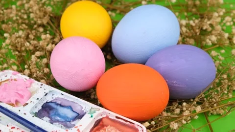 Coloring eggs colorful Stock Footage 238904684