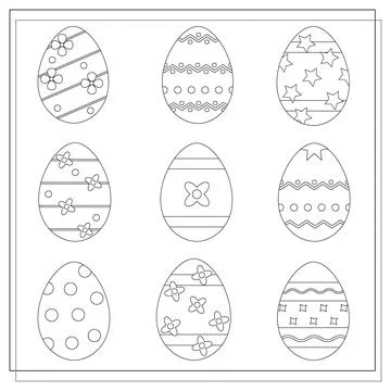 A coloring game for kids. Easter egg, color the eggs . Vector isolated on a w Stock Illustration