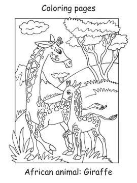 Coloring giraffe vector 스톡 일러스트