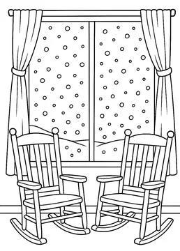 Coloring interior pages can relieve stress and increase imagination. Stock Illustration