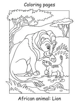 Coloring lion vector Stock Illustration