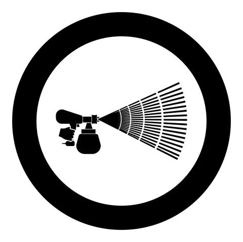 Coloring machine Painting tool in hand icon in circle round black color vecto Stock Illustration
