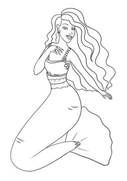 Coloring the  mermaid Stock Illustration