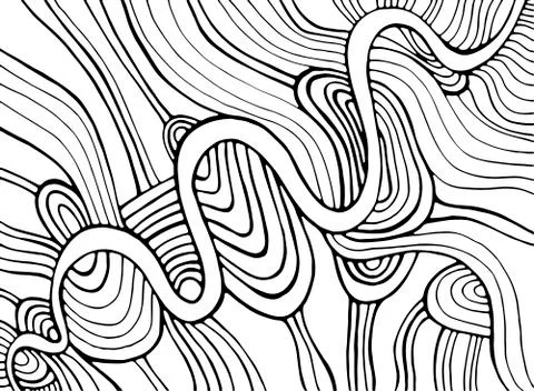 Coloring page abstract pattern, maze wavy of ornaments. Psychedelic stylish c Stock Illustration