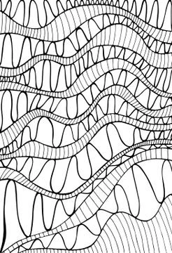 Coloring page abstract pattern, maze of waves ornaments. Psychedelic stylish  Stock Illustration