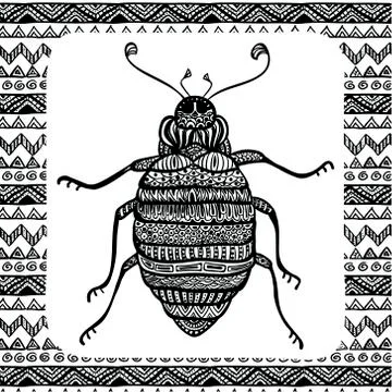 Coloring page of  Balck Bug, zentangle illustartion Stock Illustration