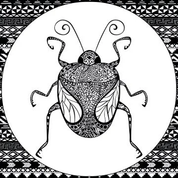 Coloring page of  Balck Bug, zentangle illustartion Stock Illustration