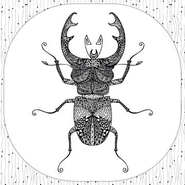 Coloring page of Balck Bug, zentangle illustartion Stock Illustration