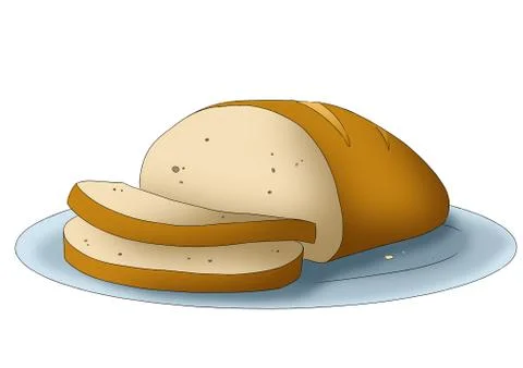 Coloring page - bread on plate - dish - on white background illustration Stock Illustration