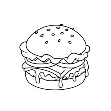 Coloring Page Burger for kids Vector Illustration Stock Illustration