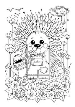 Coloring page for children and adults. Stock Illustration