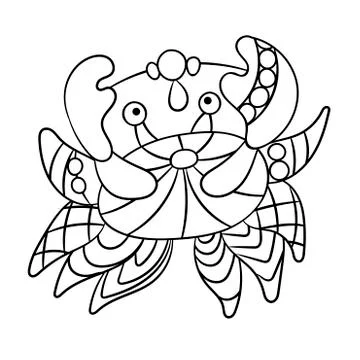 Coloring page with crab in ornamnets in vector design graphic Stock-Illustration