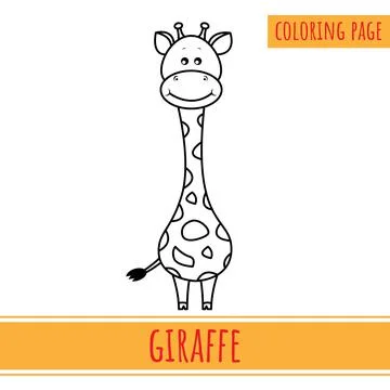 Coloring Page Of Cute Giraffe. Suitable For Kids Activities Illustrazione stock