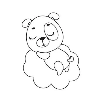 Coloring page cute little dog sleeping on cloud. Coloring book for kids. Ed.. Stock Illustration