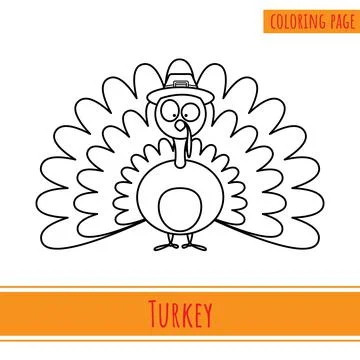 Coloring Page Of Cute Turkey. Suitable For Kids Activities Stock Illustration