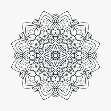 Coloring page decoration Mandala pattern. Flower mandala line art vector. Bla Stock Illustration