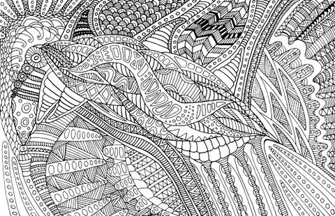 Coloring page doodle pattern for children and adults. イラスト素材