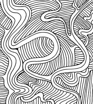 Coloring page doodle wave pattern. Stock Illustration