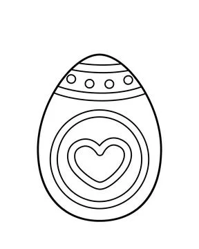 Coloring page Easter egg with big heart. Black and white egg. Vector Stock Illustration