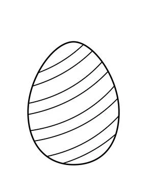 Coloring page Easter egg in diagonal stripes. Black and white egg. Vector. Stock Illustration