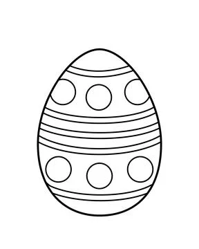 Coloring page Easter egg with dots and stripes. Black and white egg. Vector Stock Illustration